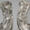 Art Deco serre livres en bronze avec des femmes nues