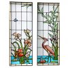 Jugendstil glasramen landschap met reiger en irissens