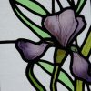 Stained leaded glass window panels landscape heron and iris