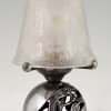 Art Deco lampen paar Mistletoe smeedijzer en glas