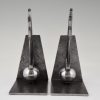 Art Deco wing and ball wrought iron bookends