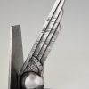 Art Deco wing and ball wrought iron bookends