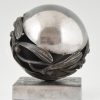 French Art Deco wrought iron mistletoe paperweight