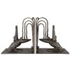 Pair Art Deco wrought iron pelican bookends