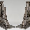 Pair Art Deco wrought iron pelican bookends