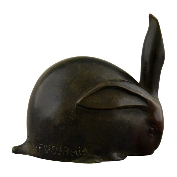 Art Deco bronze sculpture of a rabbit