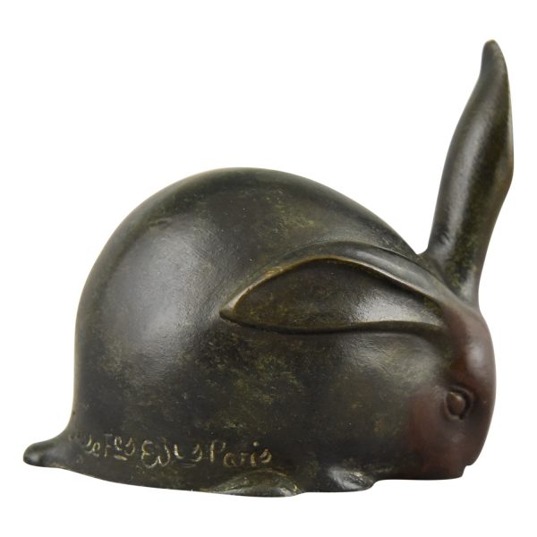 Art Deco bronze sculpture of a rabbit