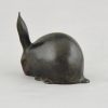 Art Deco sculpture bronze lapin une oreille dressée