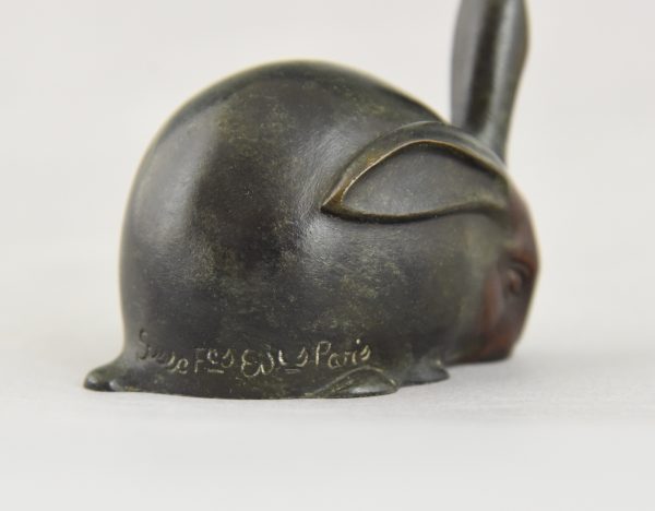 Art deco bronzen beeld konijn