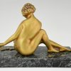 Art Deco bronze sculpture nude playing dominoes