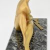 Art Deco bronze sculpture nude playing dominoes