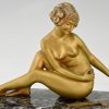 Art Deco Bronze Frauenakt mit Dominosteine