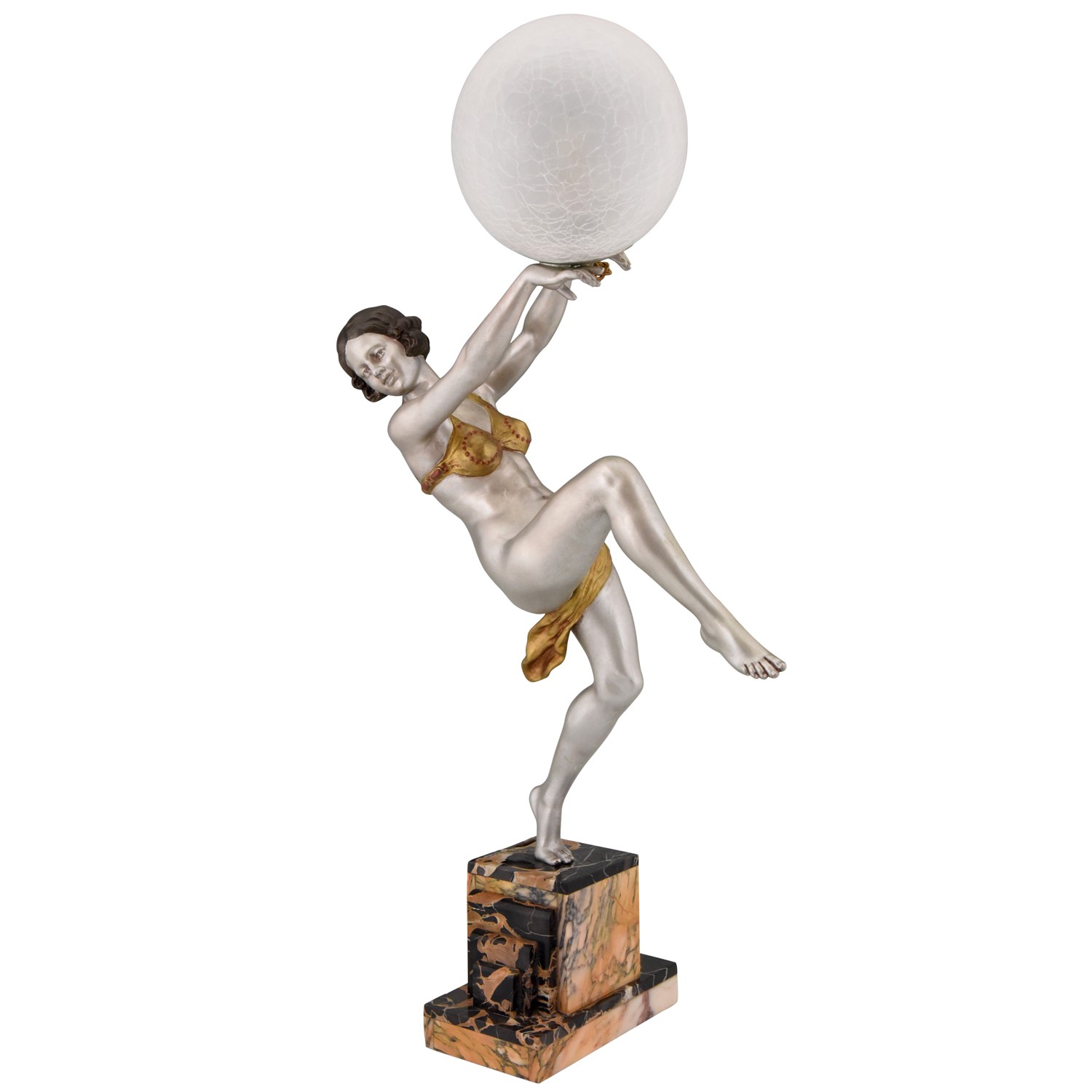 Art Deco lamp dansend naakt met bal