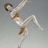 Lampe Art Déco danseuse nue tenant une globe en verre