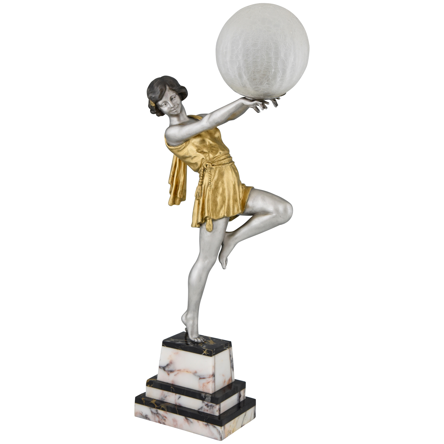 Art Deco lamp lady holding a ball Art Deco lamp lady holding a ball