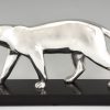 Art Deco Skulptur Bronze versilbert Panther