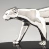 Art Deco silvered bronze panther sculpture