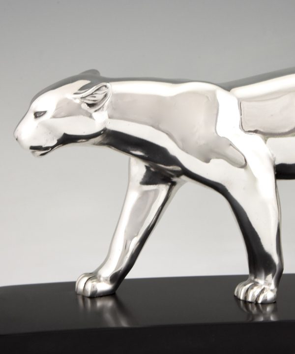 Art Deco sculptuur verzilverd brons panter