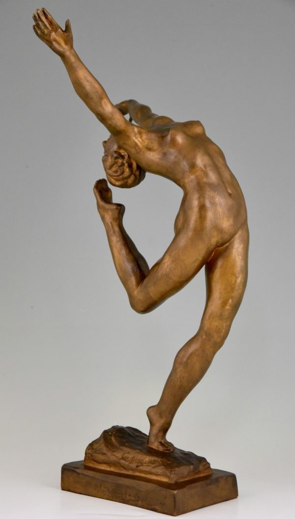 Art Deco bronze beeld danseres naakt