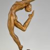 Art Deco bronze beeld danseres naakt