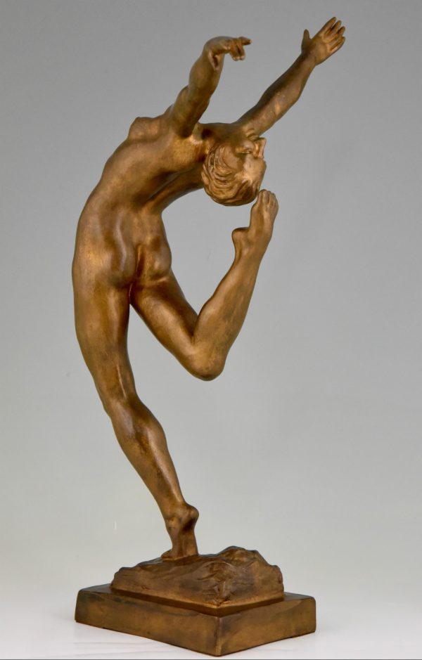 Art Deco bronze sculpture of a nude.