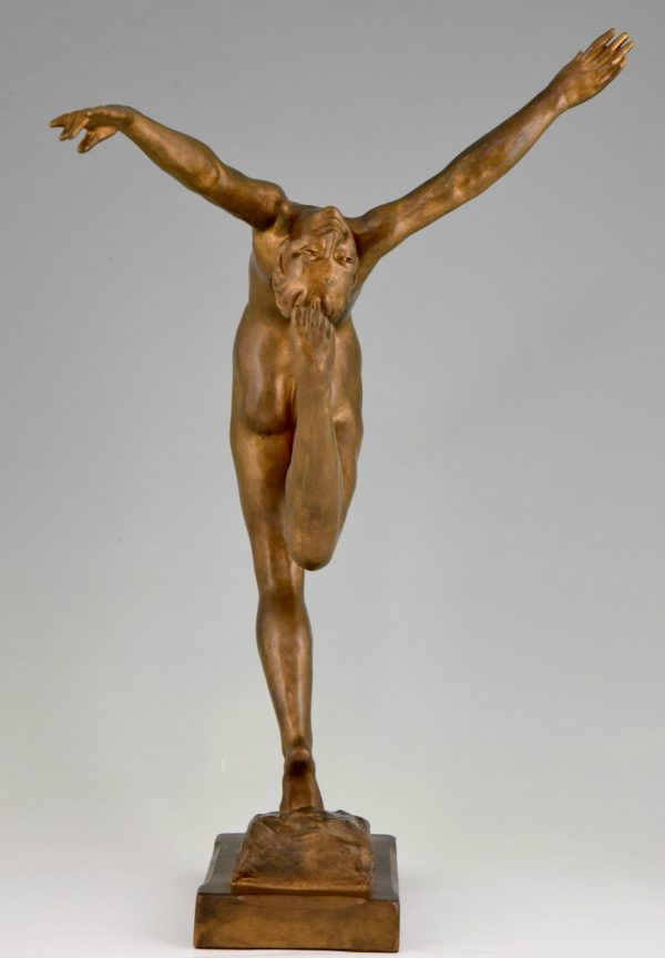 Art Deco bronze sculpture of a nude.