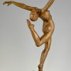 Art Deco bronze beeld danseres naakt