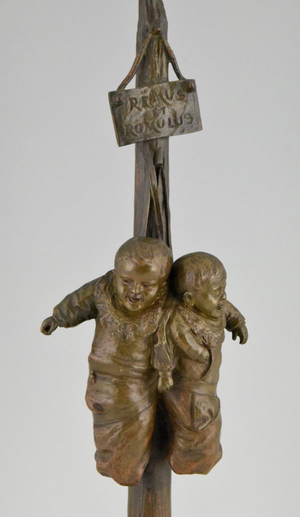 Antique bronze sculpture Romulus and Remus