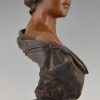 Art Nouveau bronze bust lady with crown Lucrece