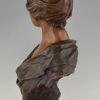 Art Nouveau bronze bust lady with crown Lucrece