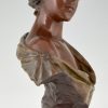 Jugendstil Bronze Buste Frau mit Krone Lucrece