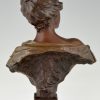 Art Nouveau bronze buste de femme avec couronne Lucrèce