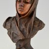 Dalila, Art Nouveau bronze bust of a girl