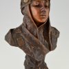 Dalila, Art Nouveau bronze bust of a girl