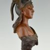 Walkyrie Art Nouveau bronze bust of a woman with helmet