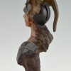 Walkyrie Art Nouveau bronze bust of a woman with helmet