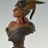 Walkyrie Art Nouveau bronze bust of a woman with helmet