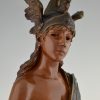 Walkyrie Art Nouveau bronzen sculptuur vrouwen buste met helm