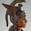 Walkyrie Art Nouveau bronze bust of a woman with helmet