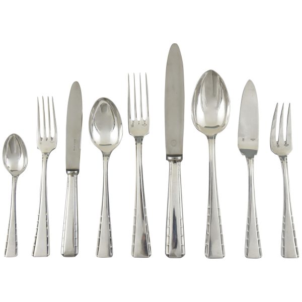 Ménagère Art Deco metal argenté 118 pc avec coffret