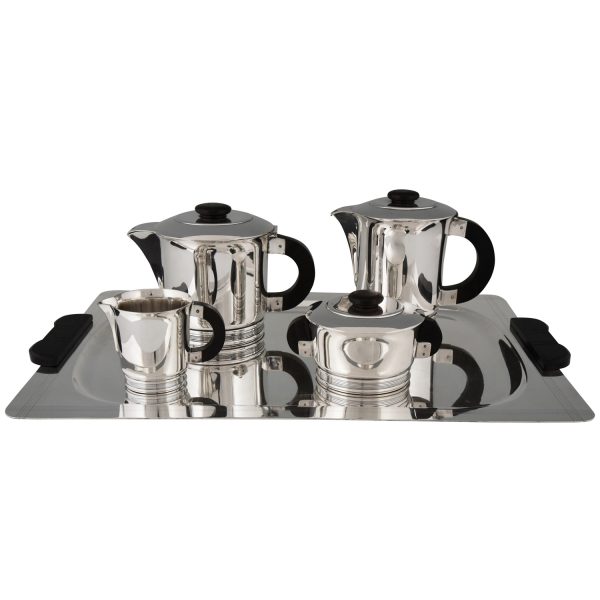 Art Deco Kaffee und Tee set versilbert 5 Stuck