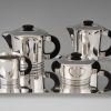 Art deco verzilverd thee en koffie servies 5 stuks