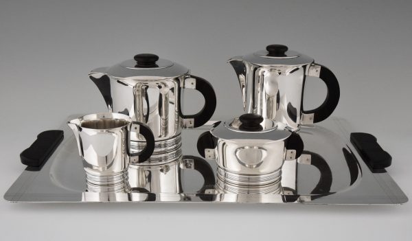 Art Deco Kaffee und Tee set versilbert 5 Stuck