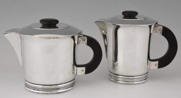 Art deco verzilverd thee en koffie servies 5 stuks