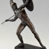 Antike Skulptur Bronze Krieger mit Speer