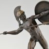Antique bronze sculpture male nude with spear