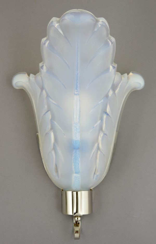 Paar Art Deco Wandlampen Opalglas