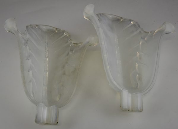 Paar Art Deco Wandlampen Opalglas