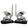 A pair of Art Deco silvered bird bookends.