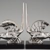 A pair of Art Deco silvered bird bookends.